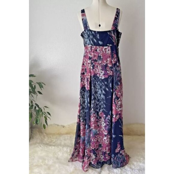 Monsoon Chiffon Maxi Dress Blue Pink Multi US Size 10 - Picture 2 of 5